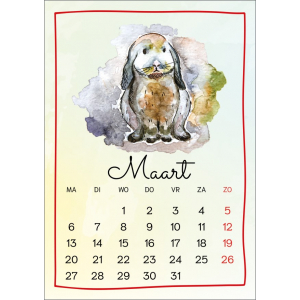 12596-03 Kalenderkaart Konijn - maart 2023