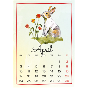12596-04 Kalenderkaart Konijn - april 2023