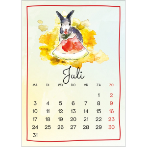 12596-07 Kalenderkaart Konijn - juli 2023