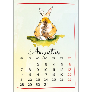 12596-08 Kalenderkaart Konijn - augustus 2023