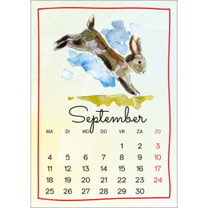 12596-09 Kalenderkaart Konijn - september 2023