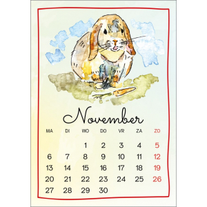 12596-11 Kalenderkaart Konijn - november 2023