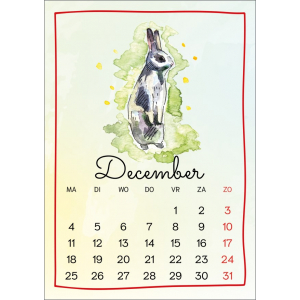 12596-12 Kalenderkaart Konijn - december 2023