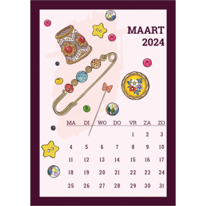 12786 Maart 2024 - Naaiwerk kalenderkaart