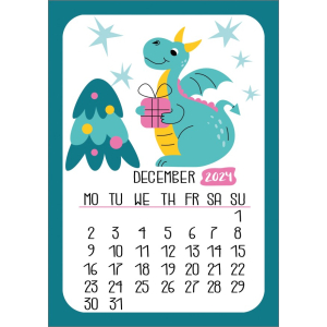 12762 Kalenderkaart Draak dec-2024