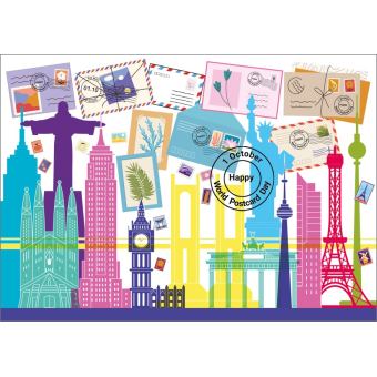 12680 World Postcard Day Colorful